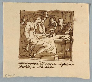 Socrates, Pericles, Alcibiades, Aspasia in discussie