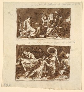 Thetis in de Werkplaats van Hephaestus; Thetis toont het Pantser aan Achilles: Twee Ontwerpen voor Plafondpanelen in de Galeria d