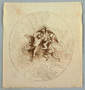 Twee Vliegende Putti met Wapens