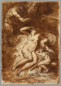 Venus en Cupido en Sater, Studie naar Correggio