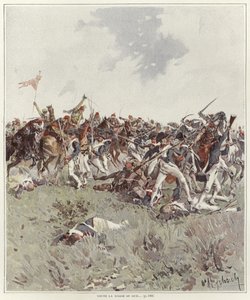 Een slag van de Franse Revolutionaire Oorlog door Felicien baron de Myrbach Rheinfeld