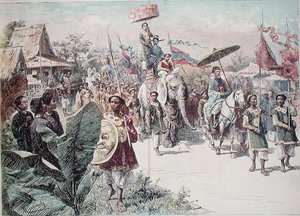 Stoet van de gouverneur van Hanoi, c.1870-80 door Felicien baron de Myrbach Rheinfeld