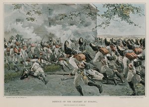 Verdediging van de graanschuur in Essling door Felicien baron de Myrbach Rheinfeld