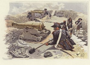 Soldaten nemen hun posities in tussen de ruïnes van Nicopolis door Felicien baron de Myrbach Rheinfeld