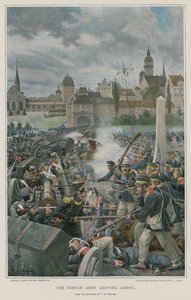 Het Franse leger verlaat Leipzig door Felicien baron de Myrbach Rheinfeld