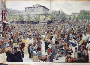 De markt in Les Halles, 1888 door Felicien baron de Myrbach Rheinfeld