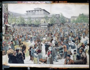 Uitzicht op Les Halles, 1885 door Felicien baron de Myrbach Rheinfeld