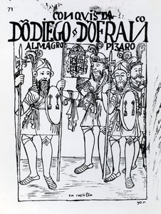 Conquistadores Diego de Amagro en Francisco Pizarro verzoend in Castille