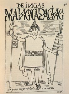 Voorstelling van Manco Capac, de legendarische Inca stichter van het Koninkrijk Cusco en een figuur uit de Inca-mythologie door Felipe Huaman Poma de Ayala