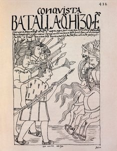 De verovering van Cuzco door de Spaanse conquistadores in 1533 door Felipe Huaman Poma de Ayala