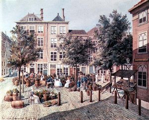 De kleine groentemarkt in Haag