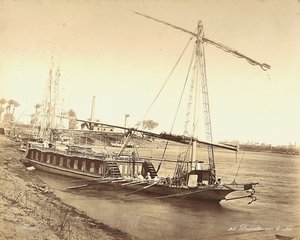 Egyptische boot op de Nijl, in Egypte door Félix Bonfils