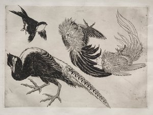 Dinerservies (Rousseau servies): Fazanten en vogel (nr. 18) door Felix Bracquemond