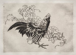 Dinerservies (Rousseau-servies): Haan en ochtendglorie (nr. 25) door Felix Bracquemond