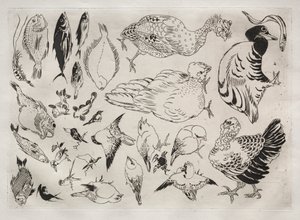 Servies Rousseau: Eenden, vissen, enz. nr. 12, 1866 door Felix Bracquemond