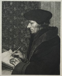 Erasmus, naar Holbein door Felix Bracquemond
