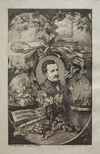 Frontispice voor "Nieuwe Werken van Champfleury, De Vrienden van de Natuur:" Portret van Champfleury, naar Gustave Courbet