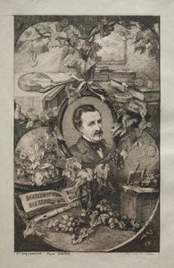 Frontispice voor Nieuwe Werken van Champfleury, De Vrienden van de Natuur: Portret van Champfleury