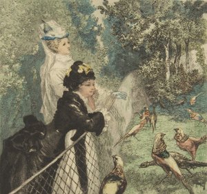 In de dierentuin, ca. 1873 door Felix Bracquemond