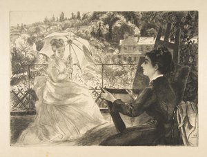 La Terrasse de la Villa Brancas door Felix Bracquemond