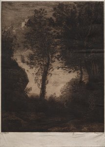Landschap: Zonsondergang, naar Corot, ca. 1858