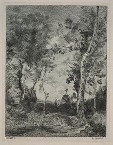 Landschap, of Het witte paard, naar Corot door Felix Bracquemond