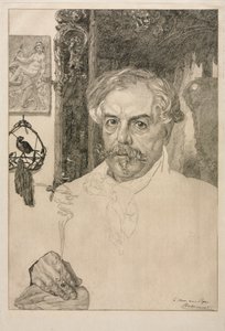 Portret van Edmond de Goncourt, 1882 door Felix Bracquemond