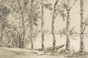Trembles aan de Oever van de Seine, ca. 1884 door Felix Bracquemond
