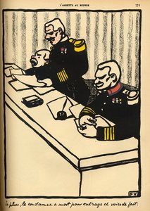 Een militair tribunaal spreekt een doodvonnis uit, uit 