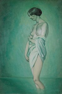 Bader in profiel, effect van groen en roze, 1918