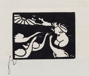 Bader met Zwanen, X uit "Les Petites Baigneuses", 1893 door Felix Edouard Vallotton