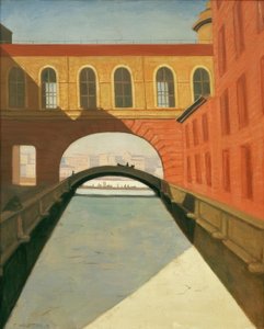 Bevroren kanaal en brug bij de Hermitage in Sint-Petersburg door Felix Edouard Vallotton