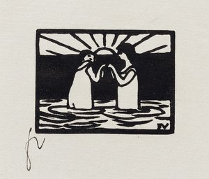 Spelletjes in de zon, VII uit "Les Petites Baigneuses", 1893 door Felix Edouard Vallotton