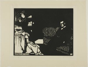 Klaarmaken voor een bezoek, plaat acht uit Intimiteiten door Felix Edouard Vallotton