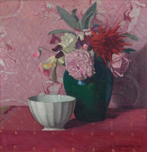 Groene vaas en witte kom door Felix Edouard Vallotton