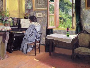 Dame aan de piano door Felix Edouard Vallotton