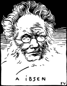 Portret van Henrik Johan Ibsen (1828-1906), Noors toneelschrijver. door Felix Edouard Vallotton