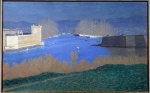 Uitzicht op de haven van Marseille door Felix Edouard Vallotton