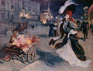 Parijs bij nacht in de Opera wijk, 1907 door Felix Fournery