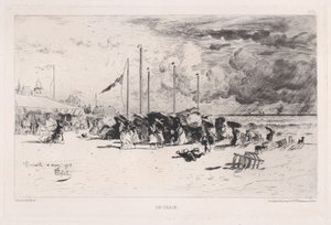 Een storm in Trouville door Felix Hilaire Buhot
