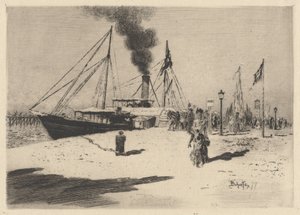 Embarcadere à Trouville (Kade in Trouville) door Felix Hilaire Buhot