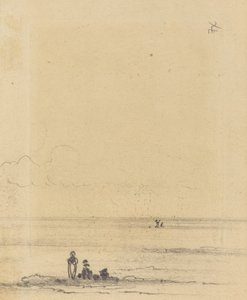 Figuren aan een Oever (verso) door Felix Hilaire Buhot