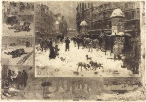 Winter in Parijs door Felix Hilaire Buhot