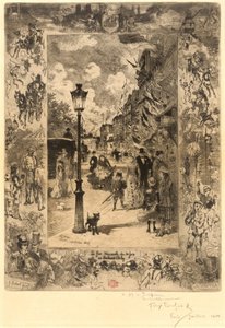 La Fête nationale op Boulevard Clichy, 1878 door Felix Hilaire Buhot