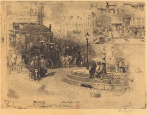 La Place Pigalle en 1878 door Felix Hilaire Buhot