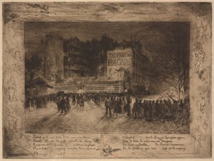 De Martelarenplaats en de Taverne van de Bagne, 1885 door Felix Hilaire Buhot