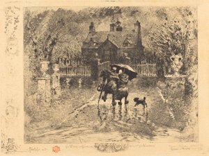 De buren op het platteland, 1879-1880 door Felix Hilaire Buhot