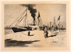 Winterochtend op de kades door Felix Hilaire Buhot