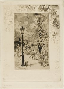 Nationale Feestdag op de Boulevard Clichy door Felix Hilaire Buhot