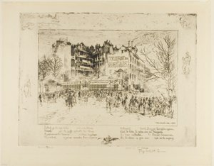 De Place des Martyrs en de Gevangenistaverne door Felix Hilaire Buhot